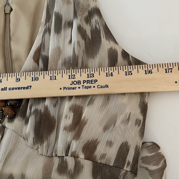 Chico's 0 Long High Low Cheetah Leopard Print Dress Jeweled V Neck Women's Small - Picture 8 of 10